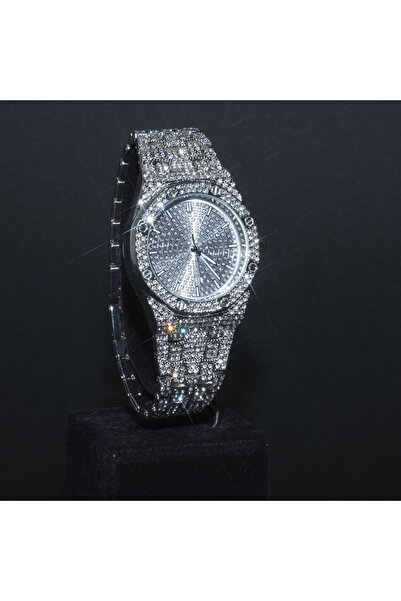 Çeko Chain Gang Silver Iced Out Watch Saat