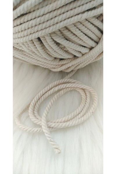 fundahobi 6 Mm Ecru Color 3 Twist Macrame Cotton Rope Rope, Rainbow, Keychain 1 Kg