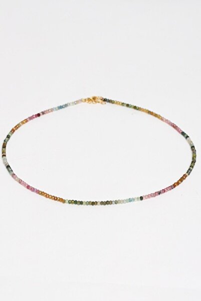 cicekartstudio El Yapımı Kadın Turmalin Doğal Taş Kolye Kararmaz Çelik Klips