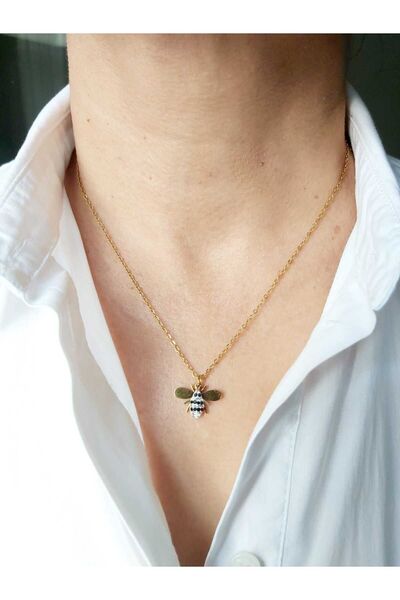 DEVİ fashion Çelik Zirkon Taşlı Şans Arısı Kolye