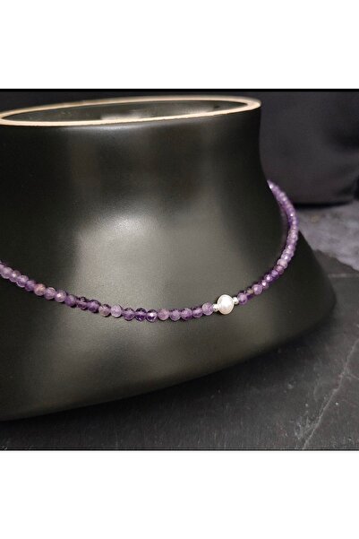 cicekartstudio Incili Ametist Kolye 3mm