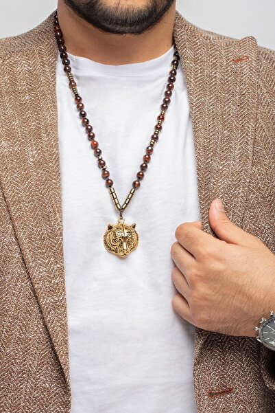 cicekartstudio El Yapımı  Kararmaz Çelik Kaplan Figürlü Kızıl Kaplan Gözü ve ...