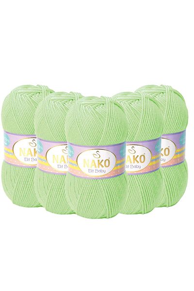 NAKO 5 Pieces Nako Elit Baby Anti Pilling Hand Knitting Yarn - 6712 Green