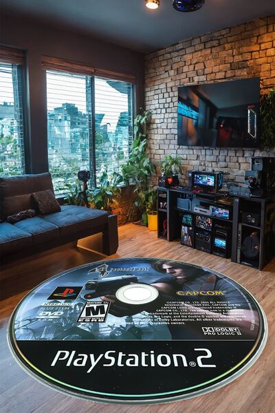 Alpacarpet Kaymaz Taban Makinede Yıkanabilir CD Desenli Oyuncu Playstation Xb...