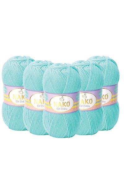 NAKO 5 Pieces Nako Elit Baby Anti Pilling Hand Knitting Yarn - 10535 Turquoise