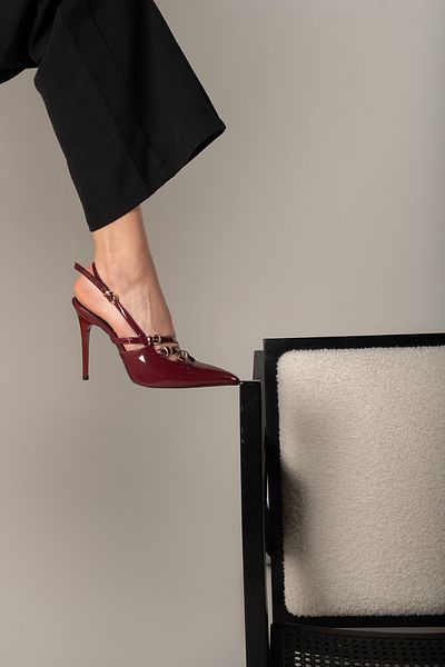 AYAKKABI PRENSİ Cherry - Ciza with Three Bands and Buckle Detail