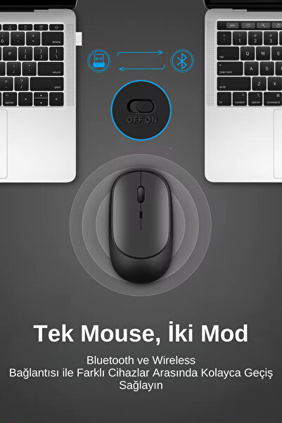 Ekru Cep Kablosuz Mouse Wireless ve 2.4g Bluetooth Sessiz Mouse Uzun Şarj Süresine Sahip ve DPI Ayarlı