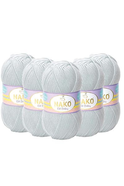 NAKO 5 Pieces Nako Elit Baby Anti Pilling Hand Knitting Yarn - 4672 Light Gray