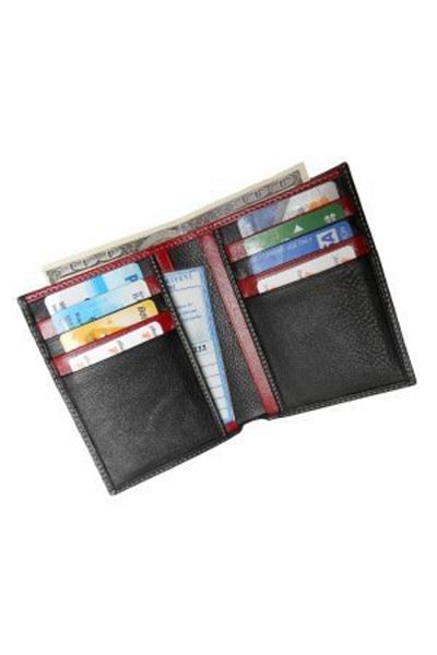 Zenga Original Leather Men's Wallet Thin 708-51 Red-black