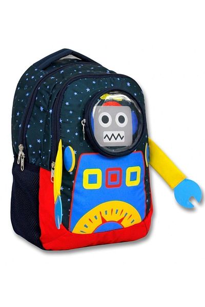 ÜMİT ÇANTA Cennec Navy Blue Robot Primary School Backpack Set - Boy