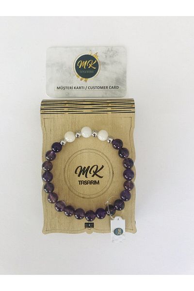 MK tasarım Mk Design Real Amethyst Stone - Bracelet Mkt41006