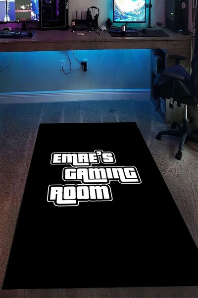 Alpacarpet Kişiye Özel İsimli Yazılı Gaming Room Dijital Baskı Oyuncu Playsta...
