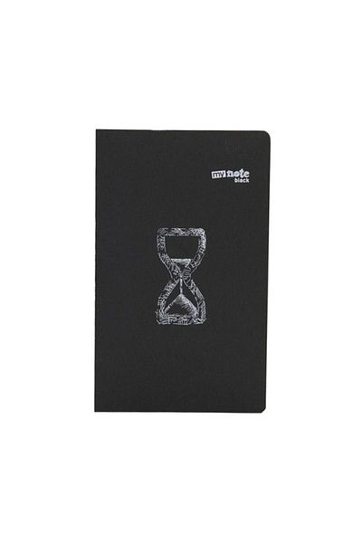 Mynote Caiet negru din seria specială neagră - 13x21 simplu, 144 de coli cadou stilou alb