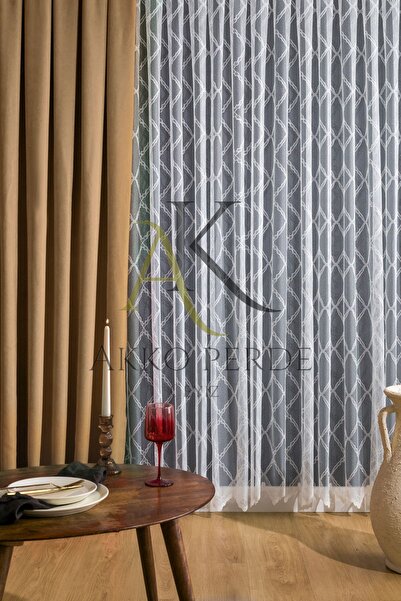 Karesi Готова завеса с едно крило в цвят Tuysu със средни плисета - 9243