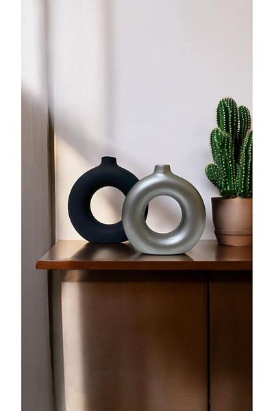 Porselian Handmade 2 Colors Decorative Modern 2-Piece Ring Bohemian Vase