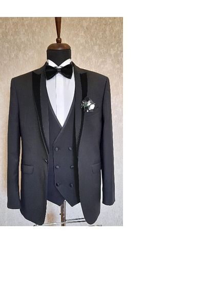YAĞMUR SANAT TASARIM Bow Tie Collar and Belt Handkerchief Collar Flower Cufflinks - Groom's Suit