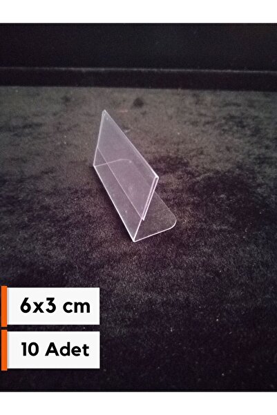 Şeffaf Etiket 10 Adet Şeffaf Etiketlik PVC Stand isimlik 6x3 cm Kartvizitlik ...