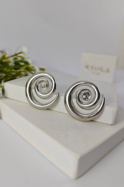 KYOLA DESİGN Spiral Round Silver Earrings