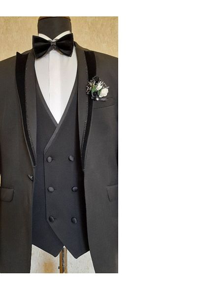YAĞMUR SANAT TASARIM Bow Tie Collar and Belt Handkerchief Collar Flower Cufflinks - Groom's Suit