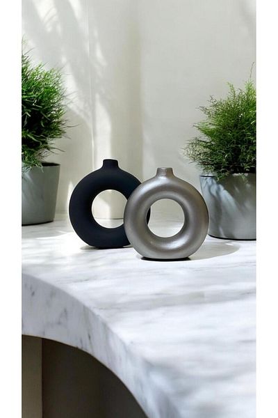 Porselian Handmade 2 Colors Decorative Modern 2-Piece Ring Bohemian Vase