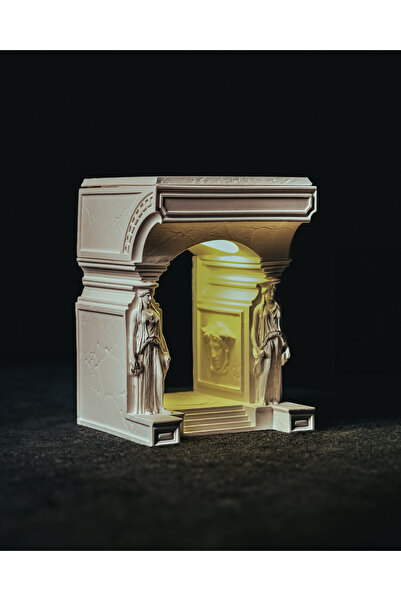 MinArtAtölye Karyatid Sütun Masaüstü Aydınlatma (Beyaz Beton)