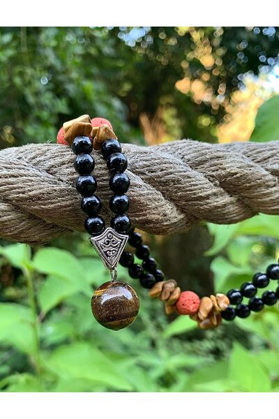 magıcgrange Special Design Natural Stone Necklace - Tiger Eye, Men's and Wome...