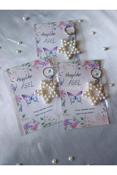 HappyDay Tasarım Organizasyon 10Pcs Pearl Star Keychain / Birthday Welcome Ba...