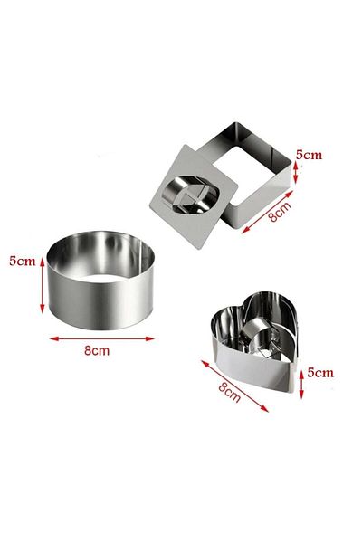 Nar kalıp 3-Piece Narkalıp Stainless Parfait Cake Set - Diameter 8cm