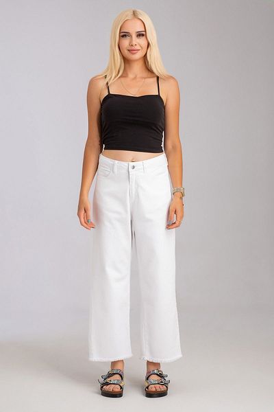 Bold & Young Wide Leg Lycra Cotton Women's Trousers - Five Pockets and Fringes