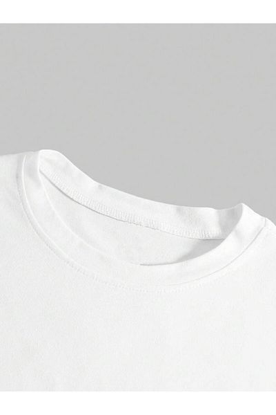 Bengi Clothing Λευκό εμπριμέ γυναικείο Crop Top - Y2k κοντομάνικη μπλούζα