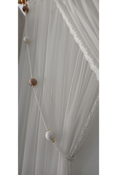 serART Venüs Fon Perde Bağcık Kruvaze Perde Tavan Toplama Bracol Kreme Vizonl