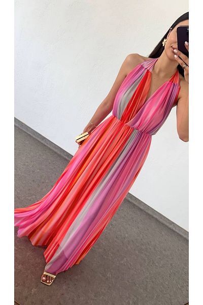 S&A Collectionn Rochie lungă de damă cu imprimeu în dungi