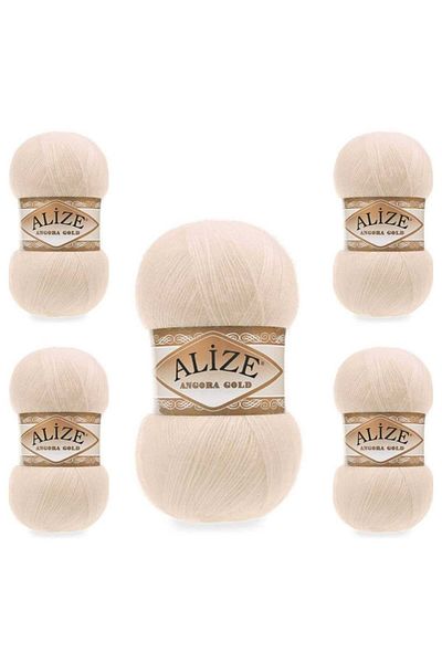 Alize خيوط الحياكة اليدوية أنجورا جولد 5 عبوات (67 حجرًا)