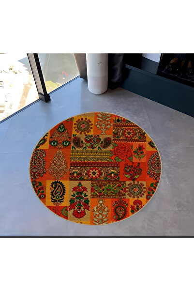 Rugs Modern Halı Mira Yuvarlak Turuncu Tonlarda Etnik Desenli Modern Dekorati...