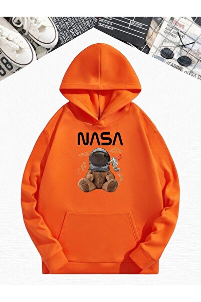 BENROMA 3 НИТКОВИЙ ПЕНСИЙ ОРАНЖЕВИЙ NASA AYICIK ПРИНТОВАНИЙ ОВЕРСІЗ СВІТШОРТ