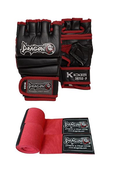 Dragondo Kicker MMA Gloves and Bandage Set - Gluves for Giftoom Combat Sports