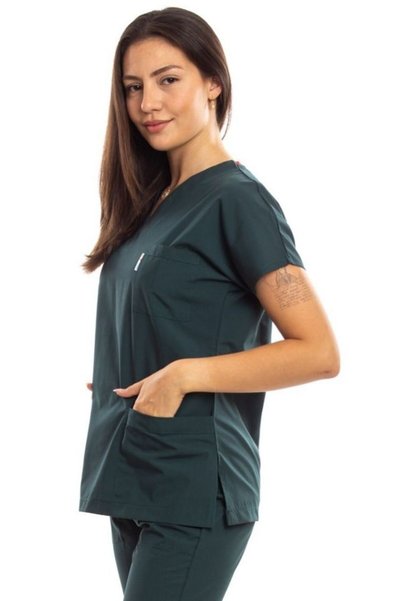 Simirna Üniforma Surgical Doctor Nurse Scrubs Hunter Green Jersey Single Top