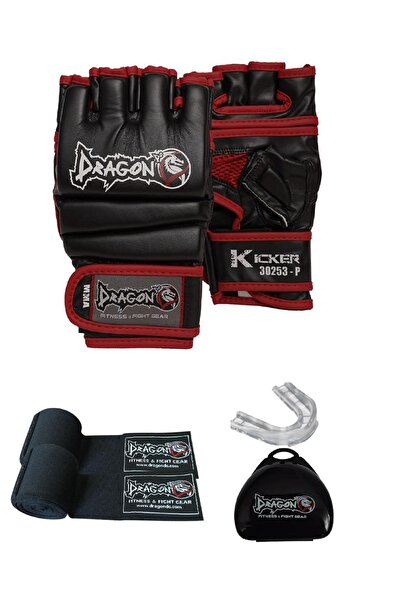 Dragondo kicker MMA Eldiven, Bandaj ve dişlik Üçlü Koruma GLOVES Giftoom MMA kickboks , boks