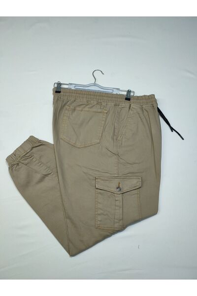 Denim Büyük Beden Erkek Keten Kargo Jogger 5891