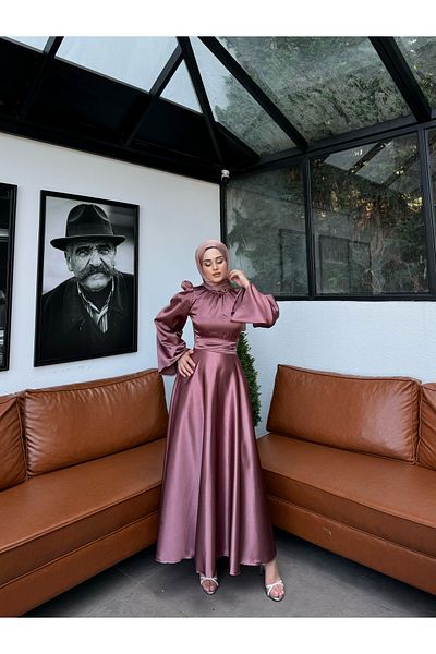 By Atelier Βραδινό φόρεμα Perry Dusty Rose Hijab