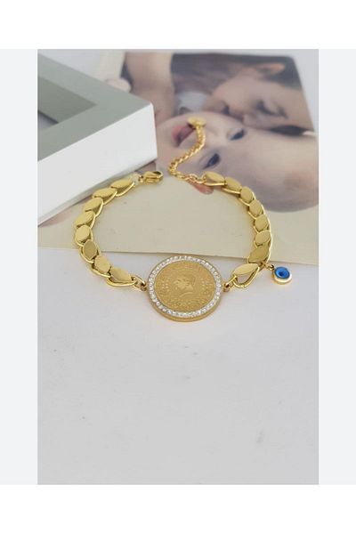 DİDAMACCESSORİES ARPA Bracelet - Chain and Quarter Detail