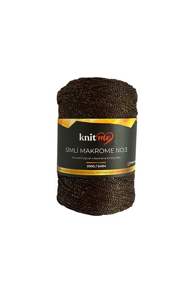knitme 200 gr Μακραμέ 3 mm Πολυεστέρας Glitter Πλεκτό Χέρι - Σπάνι Καφέ