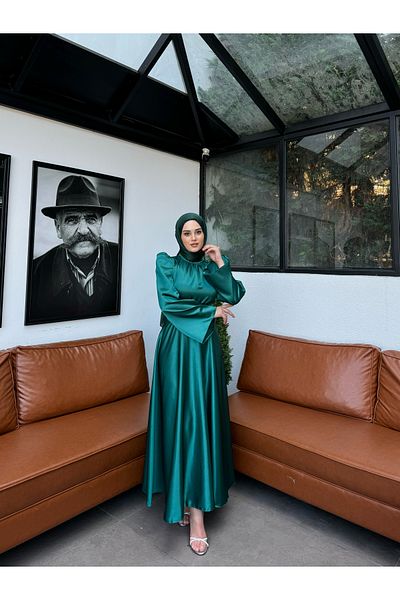 By Atelier Βραδινό φόρεμα Perry Petrol Green Hijab