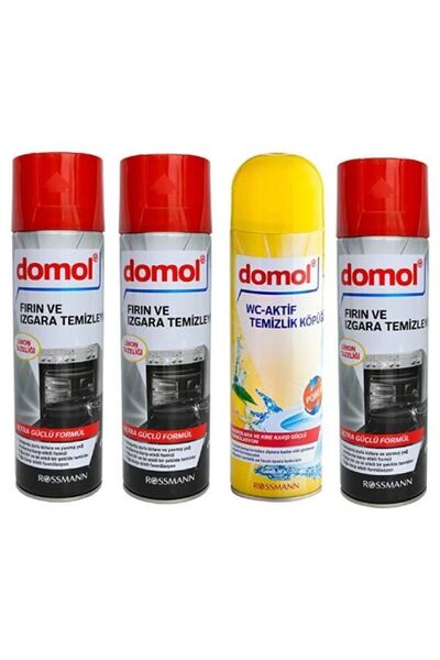 DOMOL Fırın & Izgara Temizleyici Köpük Limonlu 500 ml (3 Adet) ve Tuvalet Tem...