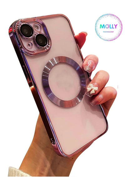 Molly Technology iPhone 13 Mini İçin Rose Lens Koruyuculu CD Silikon Kılıf