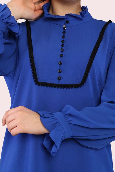 Loom Boutique Plus Size Buttoned Front Ruffle Blouse