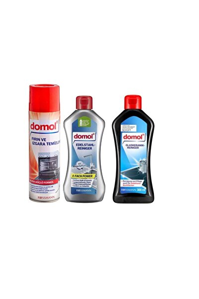 DOMOL Fırın Temizleyici Köpük 500ml+çelik Ve Krom Evye Tem.+cam 250ml Ve Sera...