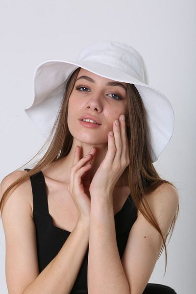 FELLMENS White Lux Cotton Wide Bucket Women's Hat