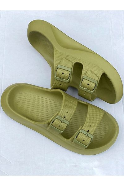 Defa Trend Platform Light Sole Space Yeezy Double Buckle Beach Pool Casual Παντόφλες (Πολύ φαρδιά εφαρμογή)