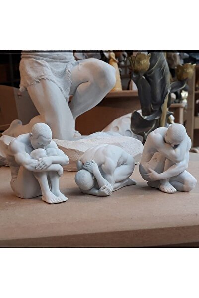 LİNECRAFT Düşünen Adamlar 3lü Set Dekoratif Obje Biblo Heykel Büst